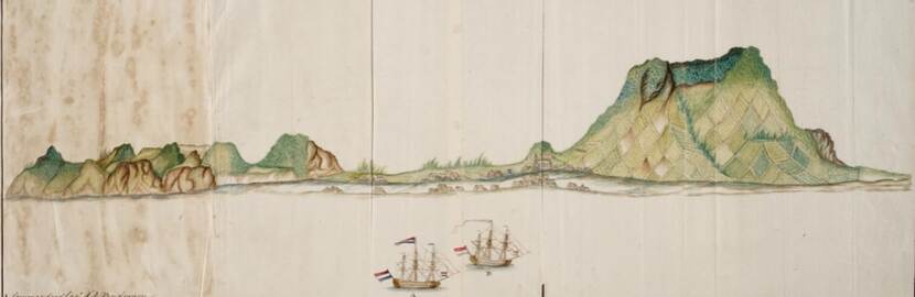 Painting 'View of Statia' 1759.