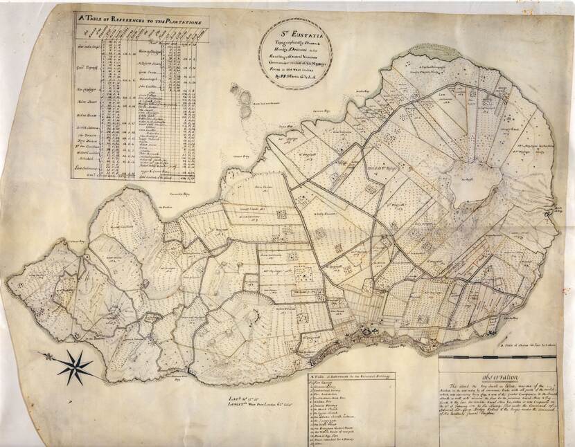 Old map of St. Eustatius by PF Martin